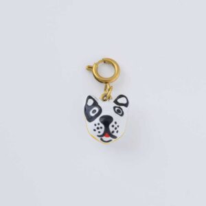 Gold Filled Ceramic Hand Painted Dog Charm, Cute Puppy Pendant for DIY Necklace Bracelet Earrings Jewelry Making, Pet Lover Gift CP2307A