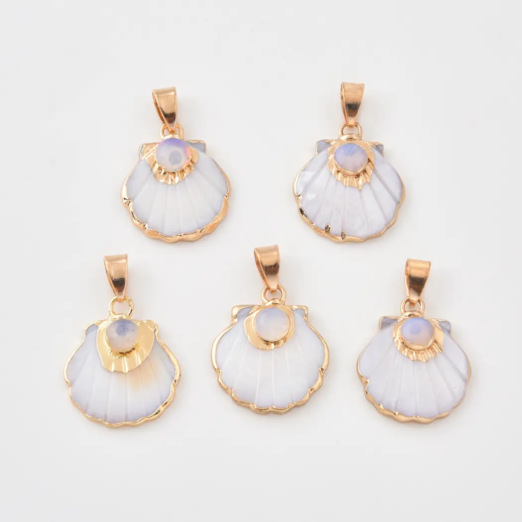 Gold Filled Shell Flower Charm, Natural Mother of Pearl Pendant with Gemstone for DIY Necklace Bracelet Jewelry Making, Ocean Gift CP2332 - Image 13