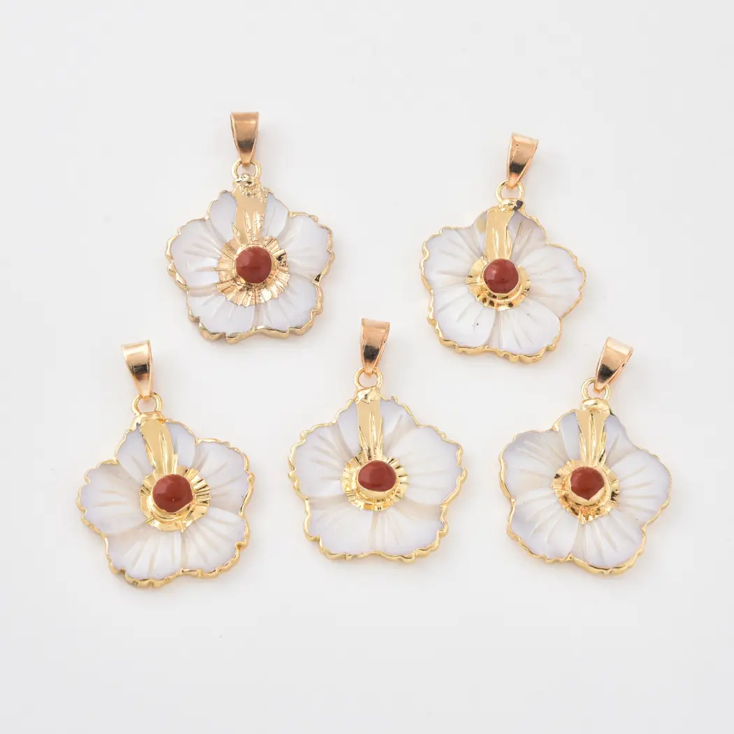 Gold Filled Shell Flower Charm, Natural Mother of Pearl Pendant with Gemstone for DIY Necklace Bracelet Jewelry Making, Ocean Gift CP2332 - Image 15