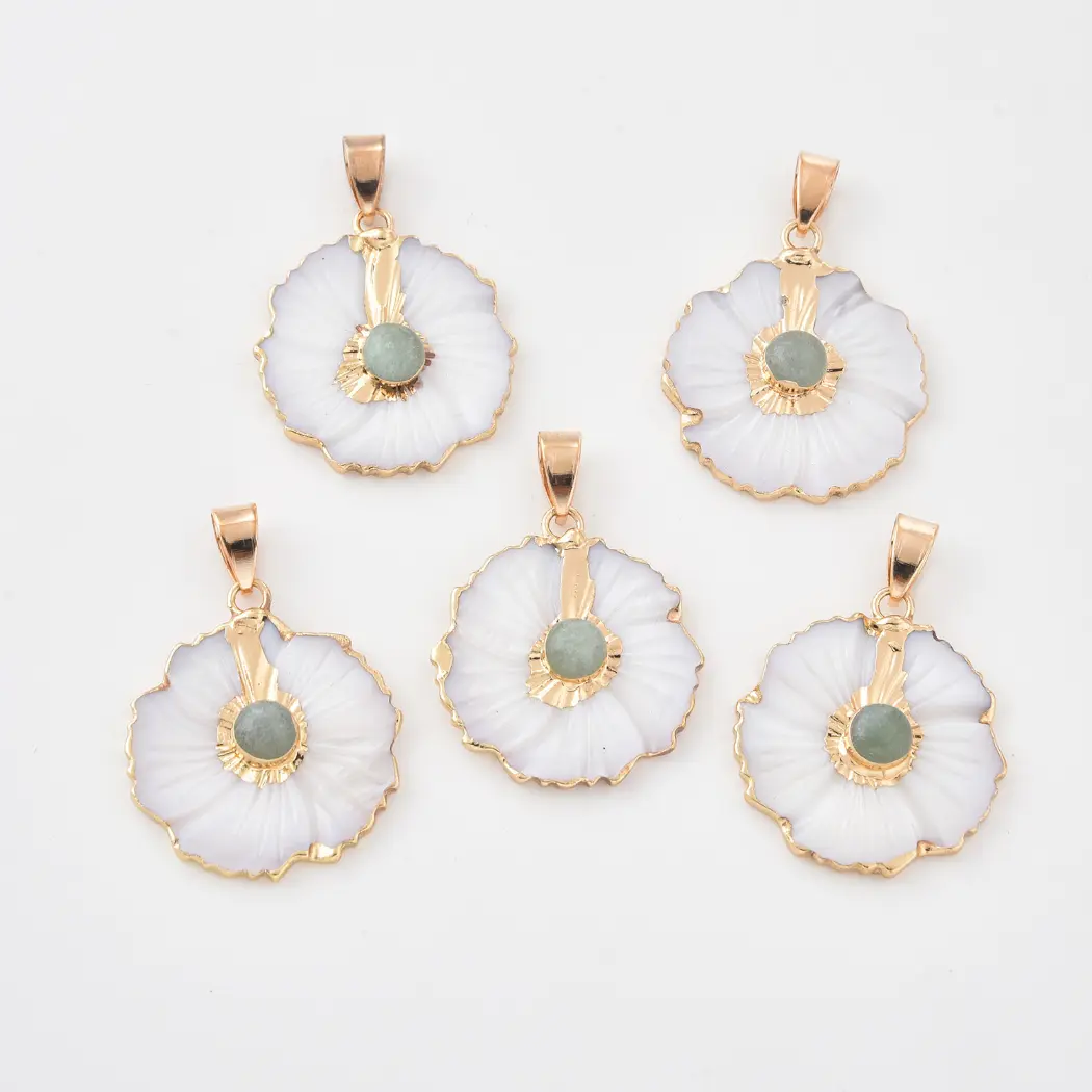 Gold Filled Shell Flower Charm, Natural Mother of Pearl Pendant with Gemstone for DIY Necklace Bracelet Jewelry Making, Ocean Gift CP2332 - Image 18