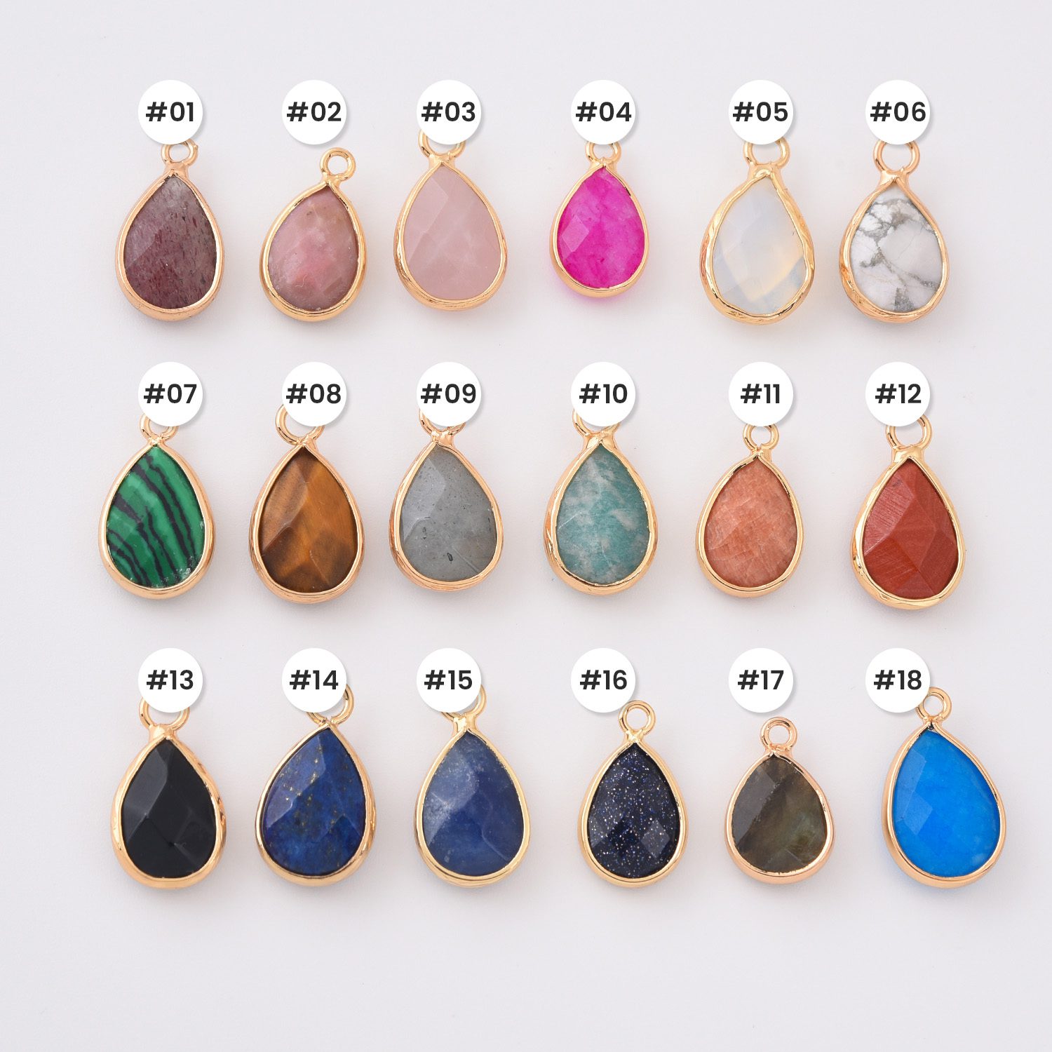 Gold Filled Teardrop Gemstone Charm, Natural Stone Pendant for DIY Necklace Bracelet Earrings Jewelry Making, Boho Minimalist Jewelry CP2333