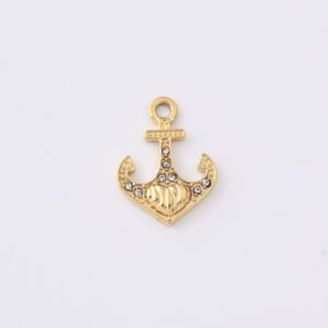 Stainless Steel Anchor Charm, Gold Filled Nautical Pendant for DIY Necklace Bracelet Jewelry Making, Sparkly Ocean Theme Jewelry Gift SCP214