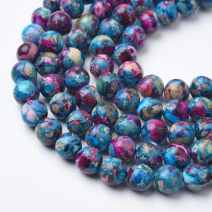 Galaxy Sea Sediment Imperial Jasper Beads 8mm, Natural Snake Skin Jasper Round Smooth Gemstone Beads for Jewelry Making GRN646