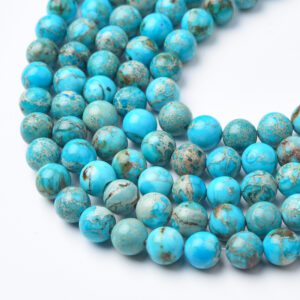 Turquoise Blue Imperial Jasper Beads 8mm, Natural Snake Skin Jasper Round Smooth Gemstone Strand for Jewelry Making GRN651