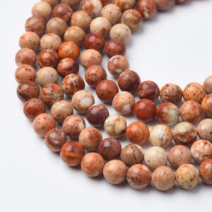 Natural Earth Tone Genuine Jasper Beads 8mm, High Quality Beige Brown Red Snake Skin Jasper Round Smooth Grade AAA Gemstone Strand GRN656