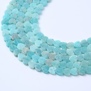 AAA Natural Amazonite Heart Beads 6mm, Carved Gemstone Bead Strand, Turquoise Blue Hearts for Jewelry Making GRN663