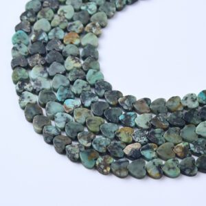 African Turquoise Heart Beads 6mm, Natural Gemstone Bead Strand, Carved Hearts for Jewelry Making, Boho GRN664