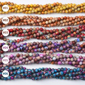Imperial Jasper Beads 8mm, High Quality Multicolor Snake Skin Jasper Round Smooth Grade AAA Gemstone Strands for Boho Jewelry Making Lot011