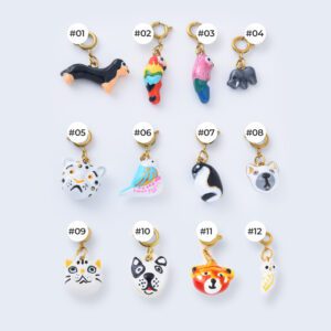 Ceramic Hand Painted Animal Charms, Gold Filled Pendant for DIY Necklace Bracelet Jewelry Making, Cute Dog Cat Bird Ceramic Charm, Lot012