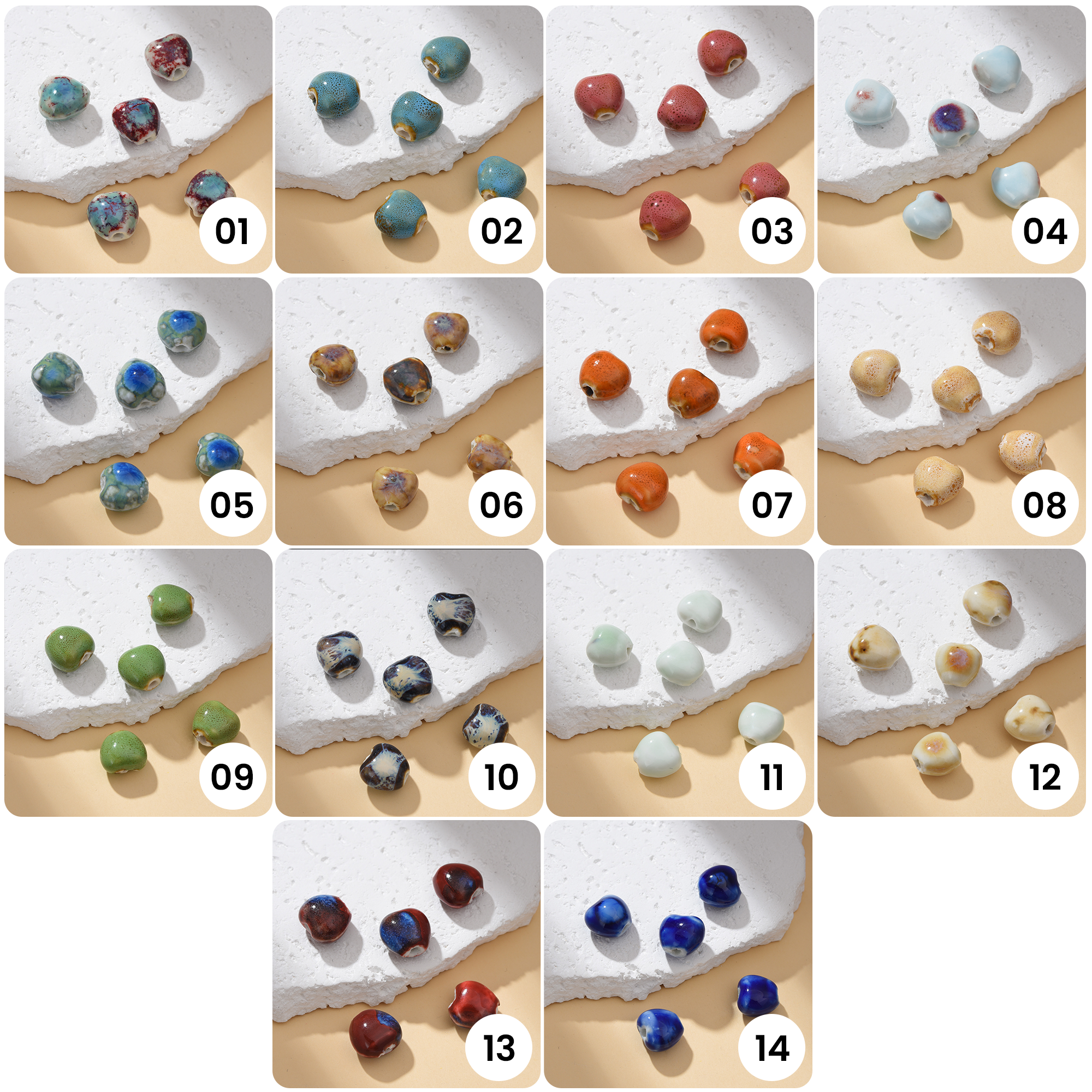 Heart Ceramic Beads Colorful Ceramic Beads for DIY Jewelry Finding Necklace Bracelet, Ceramic Hand Painted Beads High Quality 13x9mm, ORG254