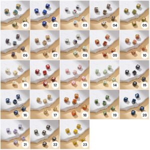 Ceramic Cube Beads for Jewelry Making – Hand-Painted Square Clay Spacer Beads, Boho Artisan Supply for DIY Necklaces & Crafts 8x8mm, ORG257