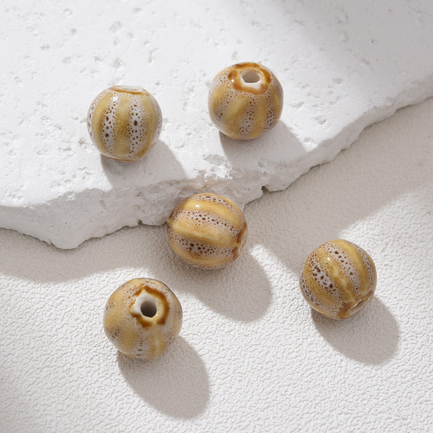 Round Ceramic Bead Large Hole, Hand-Painted Artisan Jewelry Bead, Chunky Clay Bead for Bracelets, Necklaces, Boho DIY Craft 11x10mm ORG259 - Image 5