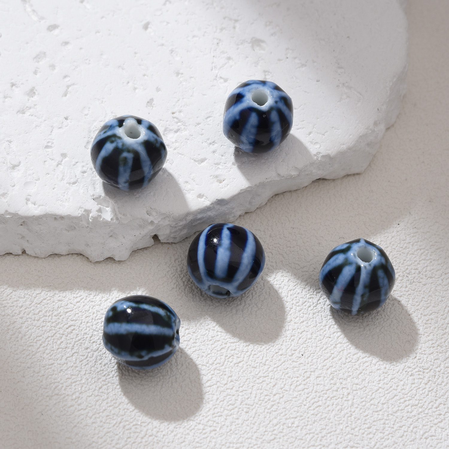 Round Ceramic Bead Large Hole, Hand-Painted Artisan Jewelry Bead, Chunky Clay Bead for Bracelets, Necklaces, Boho DIY Craft 11x10mm ORG259 - Image 11