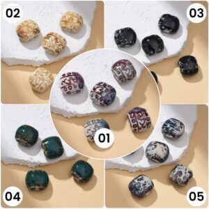 Vintage Hand-Painted Ceramic Bead, Antique Jewelry Making Supply, Clay Bead for Necklaces, DIY Craft, Retro Artisan Gift 18-20mm ORG260