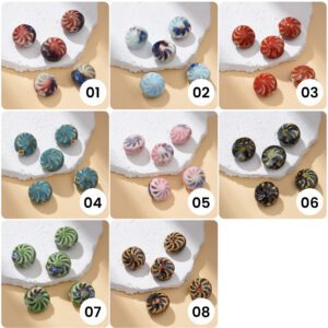 Round Shell Ceramic Bead, Hand-Painted Ocean-Inspired Jewelry Nautical Clay Bead for Necklaces, Beach Craft, Boho DIY Gift 13-16mm ORG265