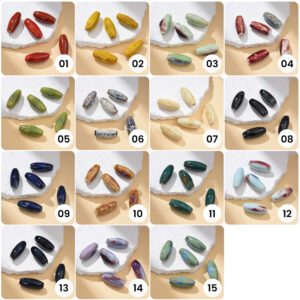 Oval Ceramic Beads for Jewelry Making Hand-Painted Rice-Shaped Clay Bead Boho Artisan Spacer Bead for DIY Bracelets & Crafts 30x14mm, ORG266