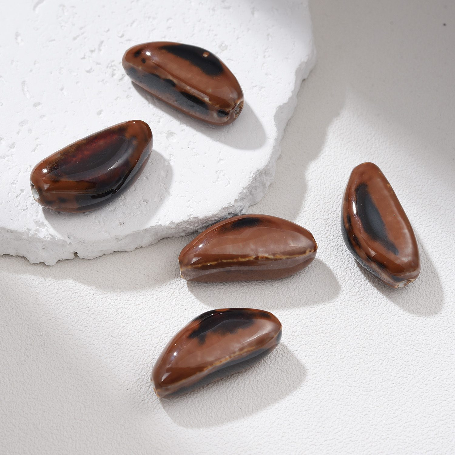 Hand-Painted Ceramic Seed Bead, Unique Artisan Pottery Bead, Handmade Clay Bead for Jewelry Making, Boho Bead Supply 28-30mm, ORG267 - Image 5