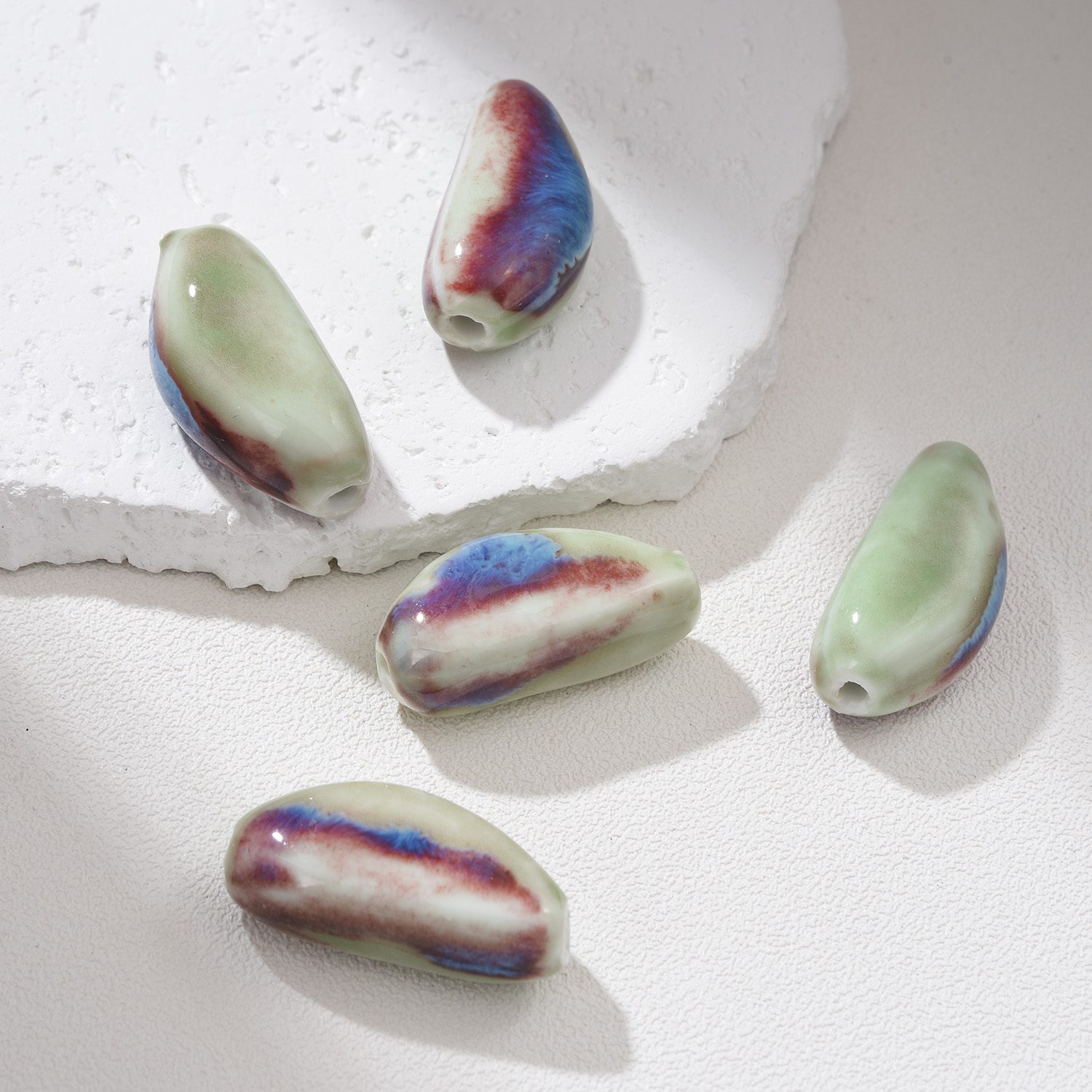 Hand-Painted Ceramic Seed Bead, Unique Artisan Pottery Bead, Handmade Clay Bead for Jewelry Making, Boho Bead Supply 28-30mm, ORG267 - Image 4