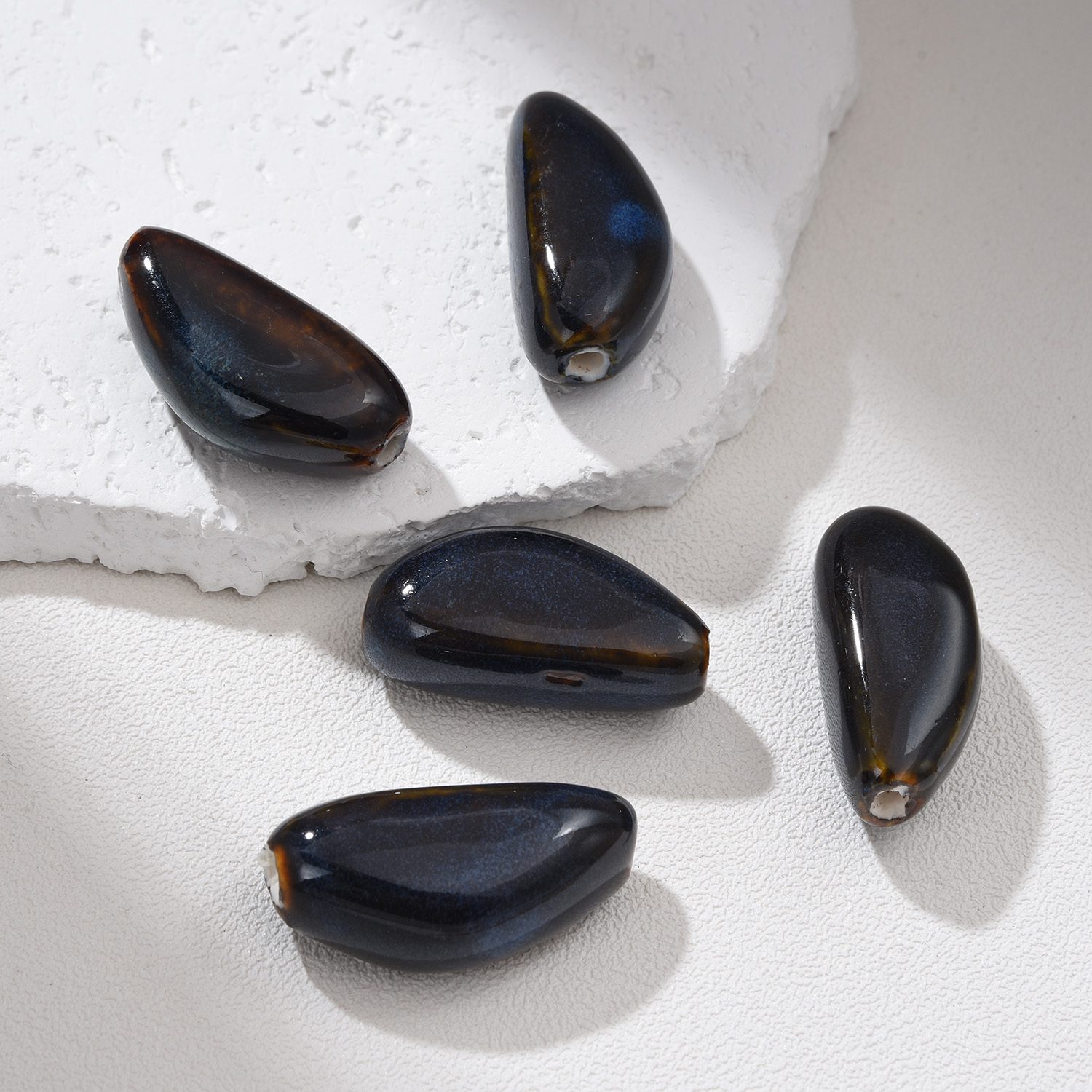 Hand-Painted Ceramic Seed Bead, Unique Artisan Pottery Bead, Handmade Clay Bead for Jewelry Making, Boho Bead Supply 28-30mm, ORG267 - Image 3