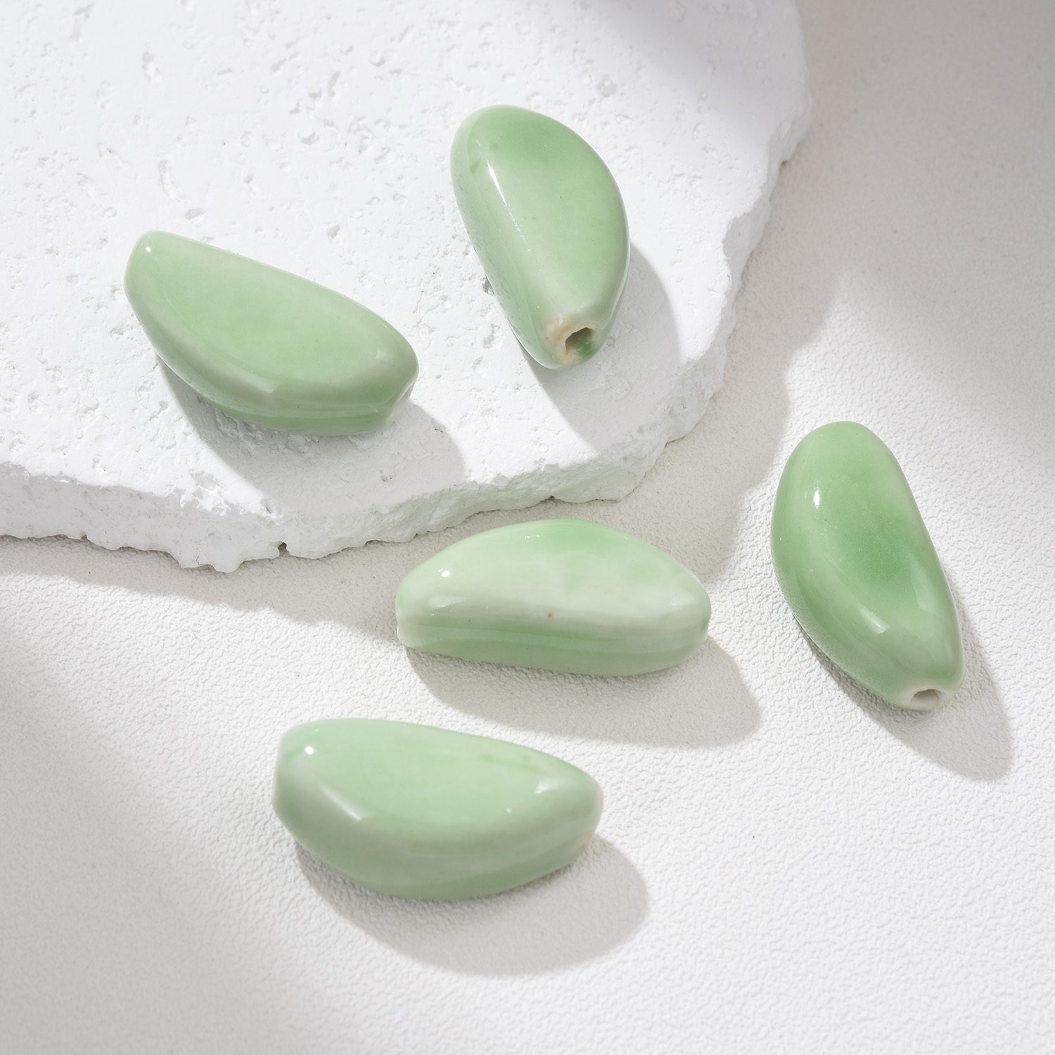 Hand-Painted Ceramic Seed Bead, Unique Artisan Pottery Bead, Handmade Clay Bead for Jewelry Making, Boho Bead Supply 28-30mm, ORG267 - Image 2