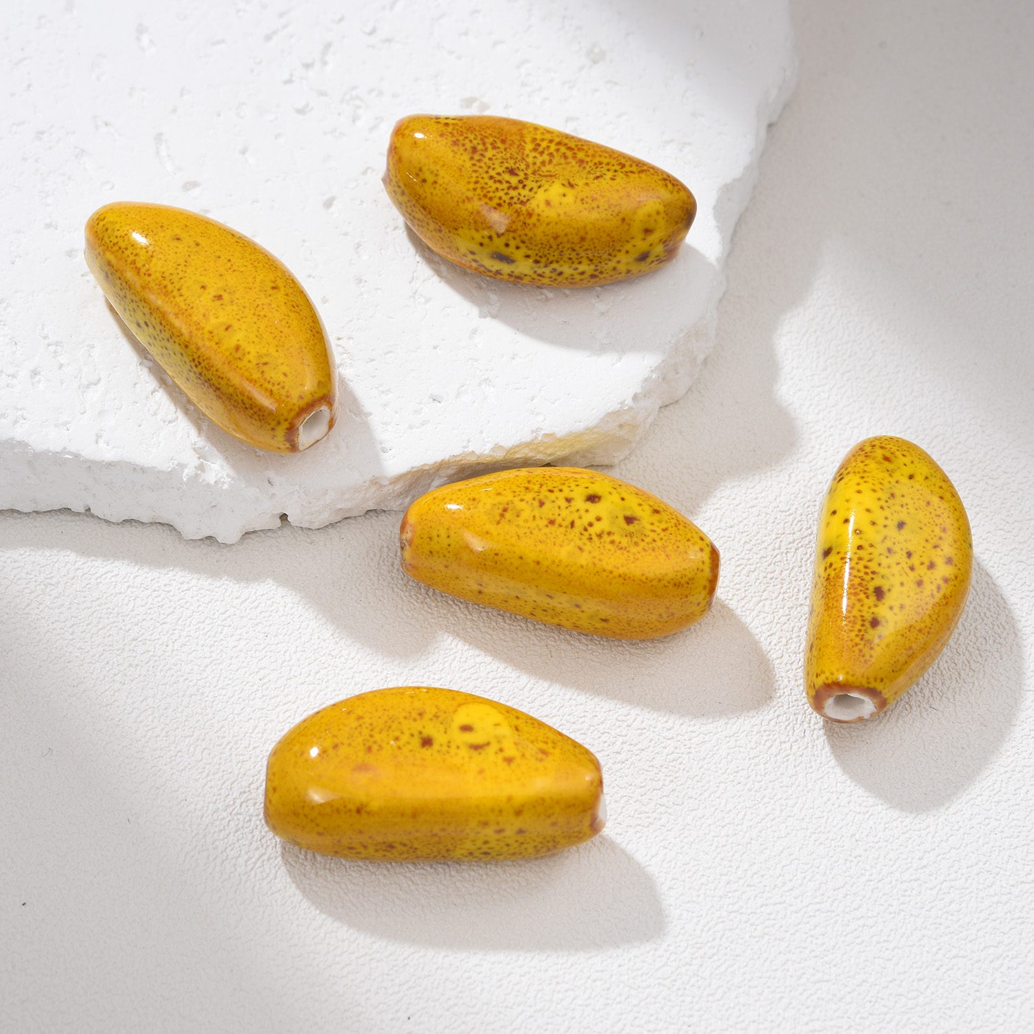 Hand-Painted Ceramic Seed Bead, Unique Artisan Pottery Bead, Handmade Clay Bead for Jewelry Making, Boho Bead Supply 28-30mm, ORG267 - Image 6