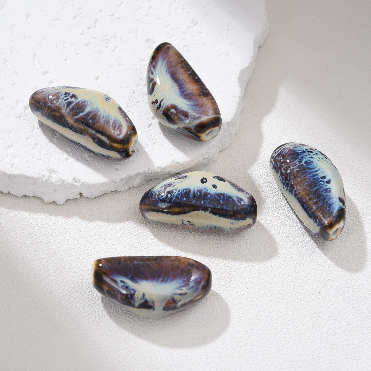 Hand-Painted Ceramic Seed Bead, Unique Artisan Pottery Bead, Handmade Clay Bead for Jewelry Making, Boho Bead Supply 28-30mm, ORG267 - Image 8