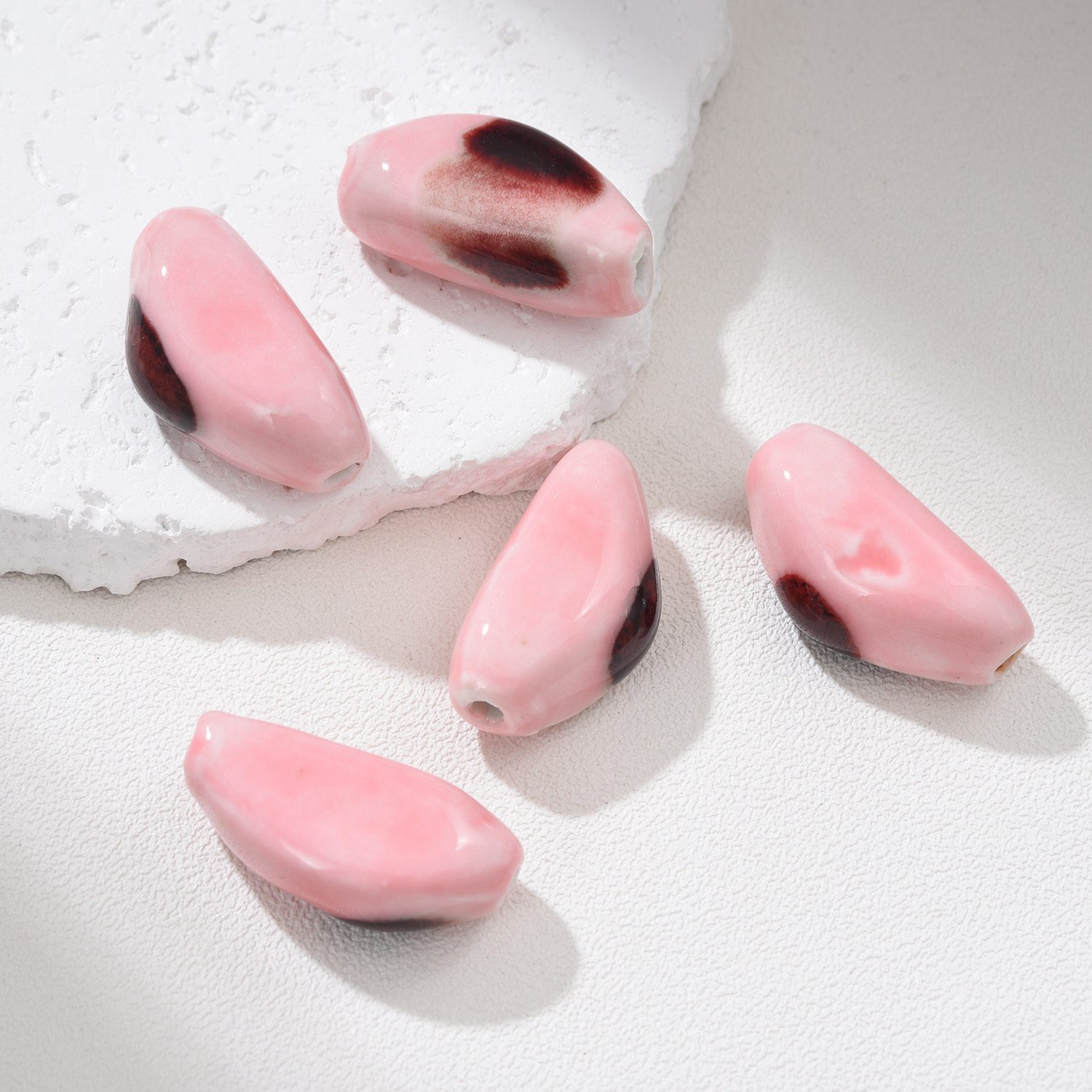 Hand-Painted Ceramic Seed Bead, Unique Artisan Pottery Bead, Handmade Clay Bead for Jewelry Making, Boho Bead Supply 28-30mm, ORG267 - Image 7