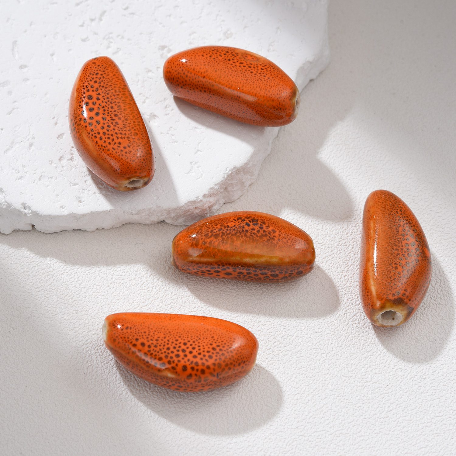 Hand-Painted Ceramic Seed Bead, Unique Artisan Pottery Bead, Handmade Clay Bead for Jewelry Making, Boho Bead Supply 28-30mm, ORG267 - Image 11