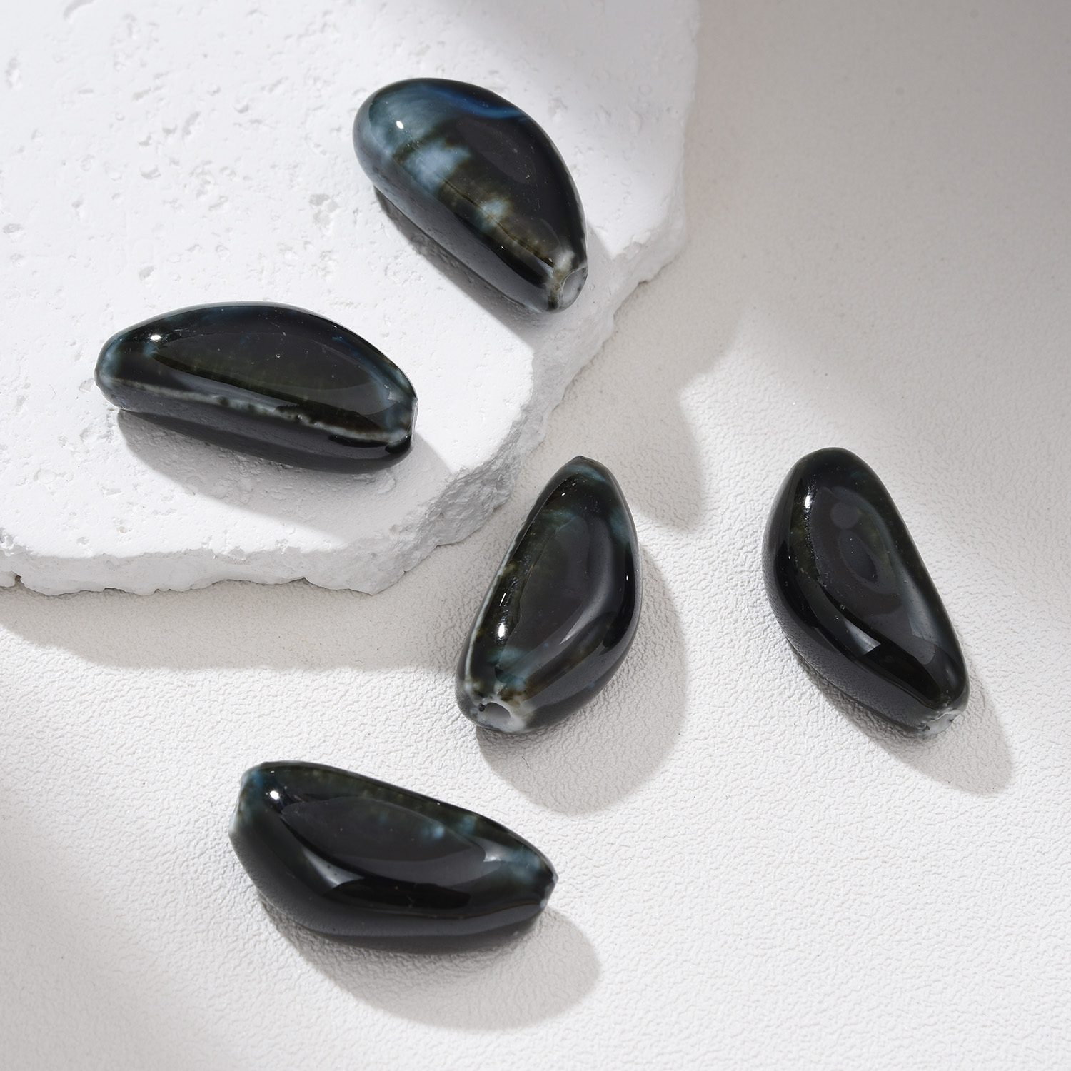 Hand-Painted Ceramic Seed Bead, Unique Artisan Pottery Bead, Handmade Clay Bead for Jewelry Making, Boho Bead Supply 28-30mm, ORG267 - Image 10