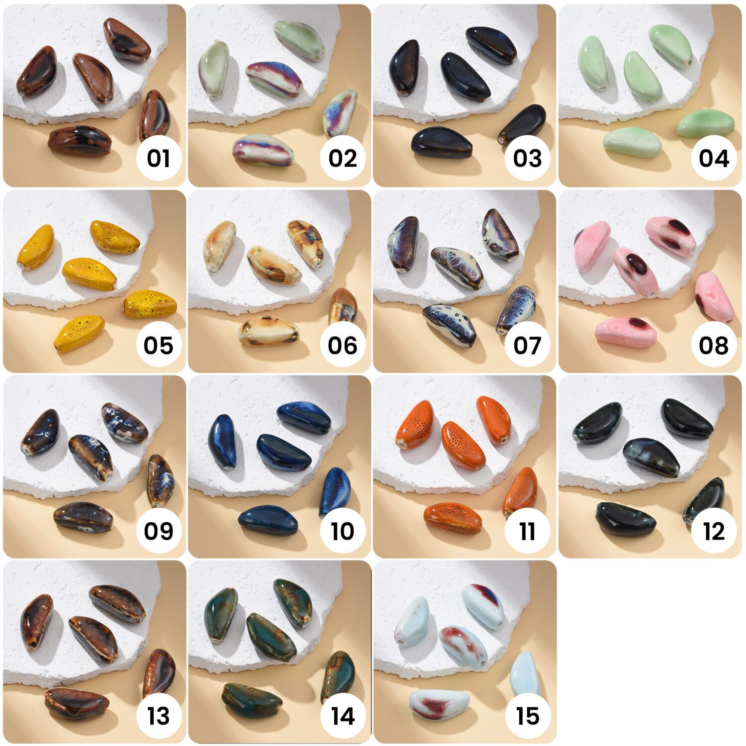 Hand-Painted Ceramic Seed Bead, Unique Artisan Pottery Bead, Handmade Clay Bead for Jewelry Making, Boho Bead Supply 28-30mm, ORG267