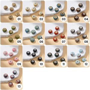 Large Hole Round Ceramic Beads, Chunky Clay Beads for Jewelry Making, Hand-Painted Artisan Spacer Bead, Boho DIY Craft Supply 15x9mm, ORG269