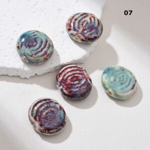Coin Shaped Shell Ceramic Bead, Handmade Pottery Bead for Jewelry Making, Ocean Inspired Clay Bead, Boho DIY Bead Supply 26x10mm, ORG271