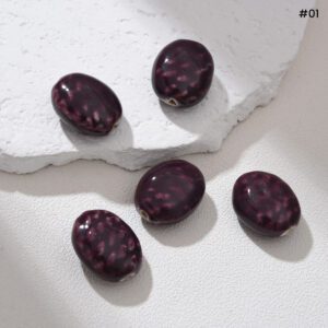 Oval Shell Ceramic Bead, Hand-Painted Ocean Clay Bead, Nautical Spacer Bead for Jewelry Making, Boho Beach Craft Supply 20x17mm, ORG272