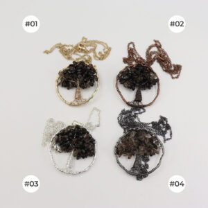 Smoky Quartz Tree of Life Necklace with Free Chain – Grounding Crystal Pendant for Strength, Handmade Wire Wrapped Energy Gift ORG318