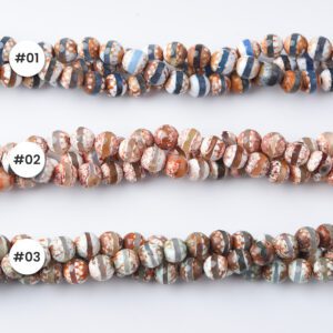 Marbled Agate Beads Brown Aqua Beige 8mm Faceted Round Natural Gemstone Mix for Jewelry Making 15.5" Full Strand ORG330