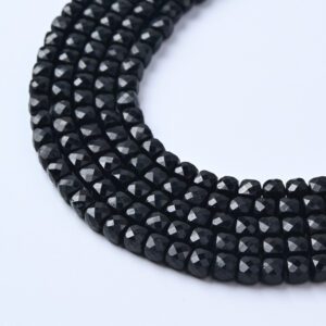 Black Spinel Cube Beads 4x4mm Faceted Natural High Qulaity Gemstone Square Cut Beads for Jewelry Making 15.5" Full Strand PRP1139