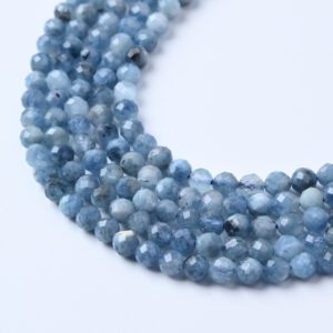Aquamarine Faceted Round Beads 4mm Natural Blue Gemstone Micro Rounds for Jewelry Making High Grade Crystal 15.5" Full Strand PRP1143