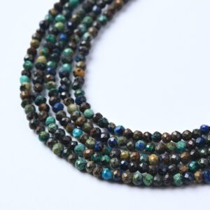 Chrysocolla Gemstone Beads 2mm Faceted Round, Full 15.5 Inch Strand, Delicate Seed Beads for Jewelry Making PRP1149