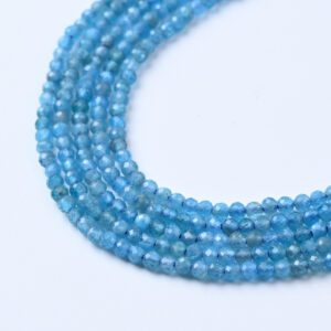 Apatite Faceted Round Beads 2.3mm Natural Blue Gemstone Micro Rounds for Dainty Jewelry Making Full Strand 15.5" PRP1151