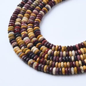 Mookaite Faceted Rondelle Beads 2x5mm Natural Multicolor Gemstone Spacer Beads for Jewelry Making 15.5" Full Strand PRP1152
