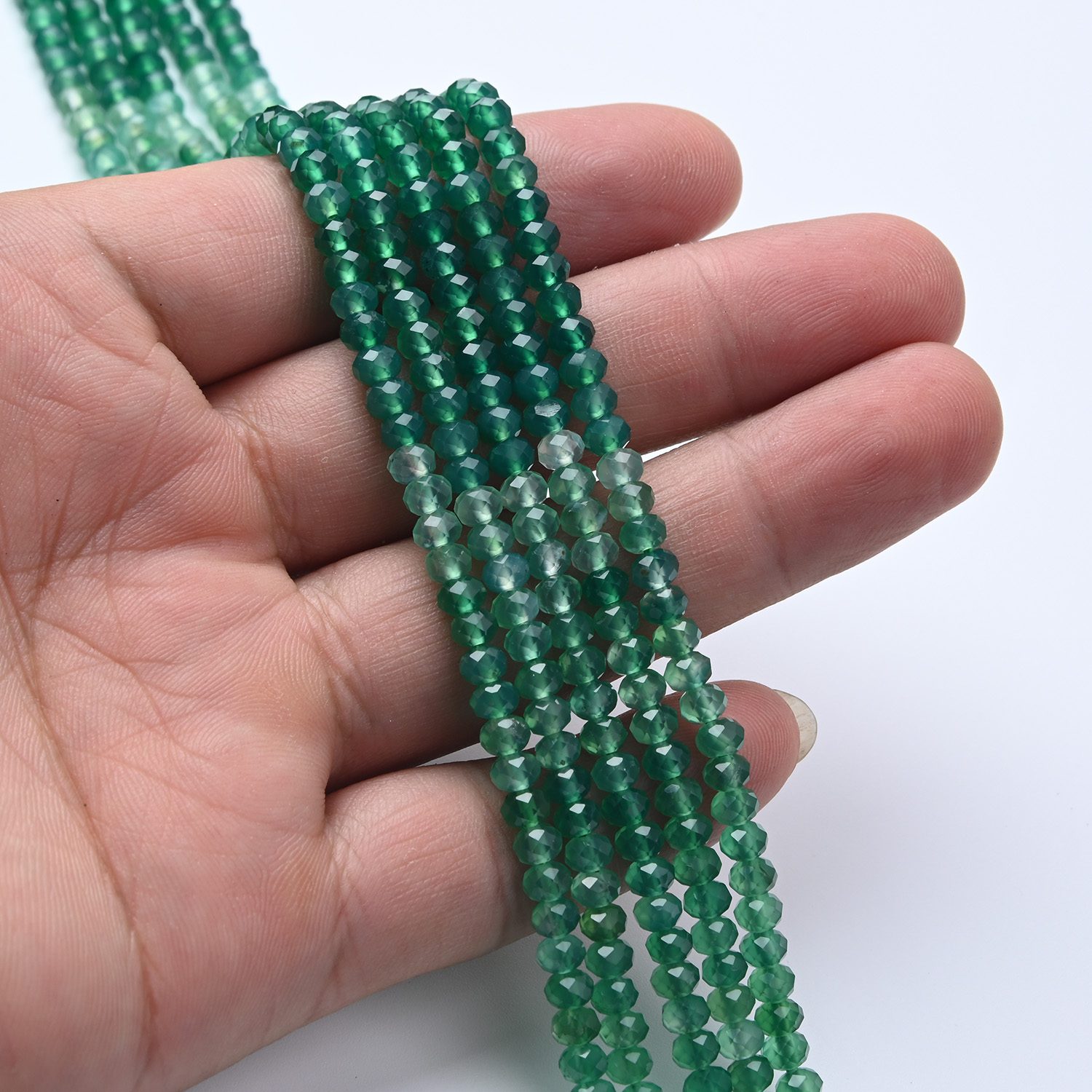 Genuine Green Quartz Faceted 3x4mm Round Beads, Micro Gemstone Beads for Jewelry Making, 15.5” Full Strand Craft Supply PRP1154 - Image 2