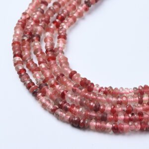 High Quality Strawberry Quartz Faceted 4x2mm Rondelle Beads, Micro Gemstone Beads for Jewelry Making, 15.5” Full Strand PRP1155