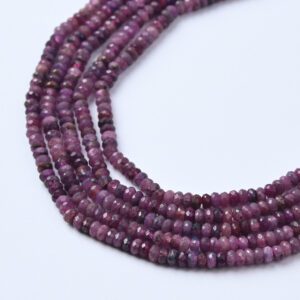 Grade AAA Ruby Faceted 2x1mm Rondelle Beads, Micro Gemstone Beads for Dainty Jewelry Making, 15.5” Full Strand PRP1156