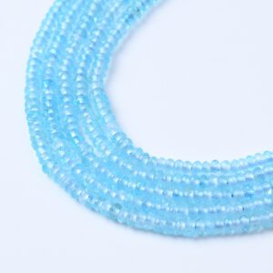 Genuine Blue Topaz Faceted 2x3mm Rondelle Beads, Micro Gemstone Beads for Jewelry Making, 15.5” Full Strand PRP1157