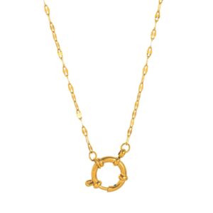 Gold Filled Stainless Steel Chain Necklace, Round Lock Pendant Link Chain for DIY Charm Necklace Jewelry Making, Minimalist Necklace, SNL087