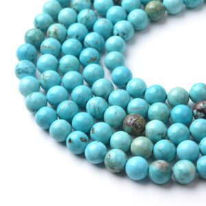 Natural Morenci Turquoise Beads Round Smooth 4mm 6mm 8mm 10mm, Genuine Grade AAA Blue Gemstone Beads for Jewelry Making & Bracelet TUQ094