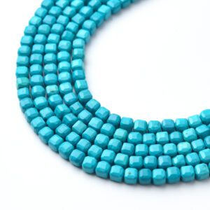 Candelaria Turquoise Cube Cut Gemstone Beads 2.5mm 4mm – Faceted Turquoise Beads for Fine Jewelry Making, Healing & Artisan Design TUQ096