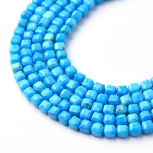 Sleeping Beauty Turquoise Faceted Cube Beads 2.5mm 4mm – Natural Arizona Turquoise Beads for Bracelets, Necklaces & Jewelry TUQ097