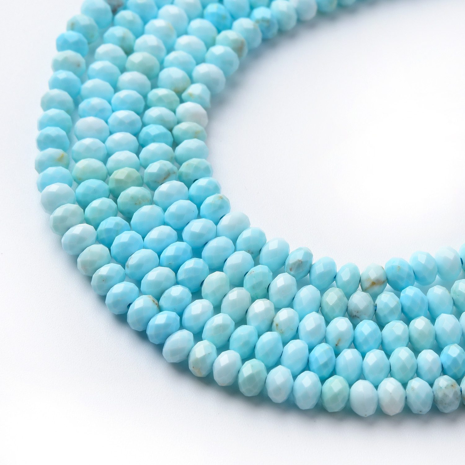 Morenci Turquoise Faceted Rondelle Beads 3mm 5mm – Genuine Arizona Turquoise Gemstone Beads for Jewelry Making & Artisan Crafts TUQ098