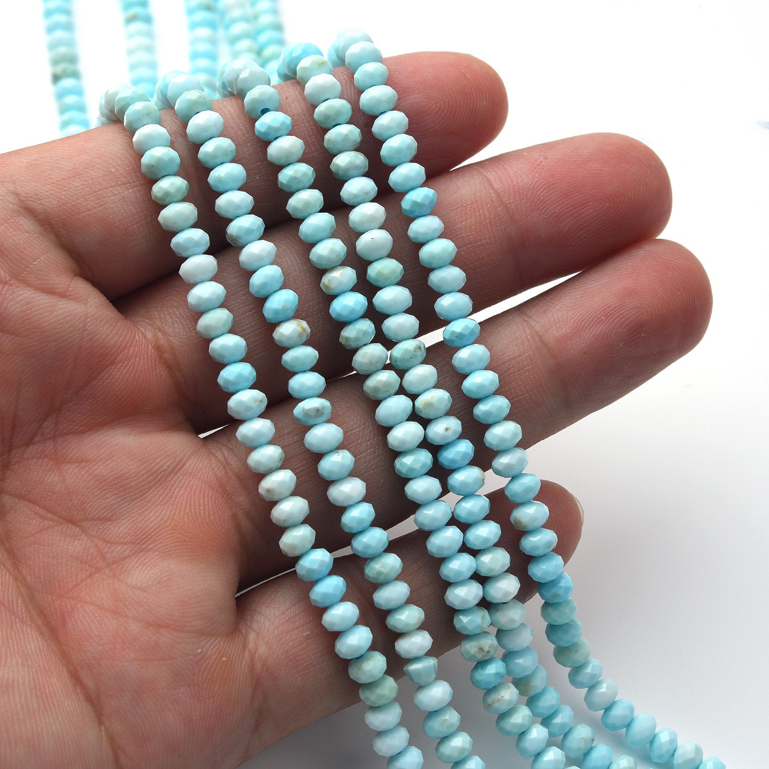 Morenci Turquoise Faceted Rondelle Beads 3mm 5mm – Genuine Arizona Turquoise Gemstone Beads for Jewelry Making & Artisan Crafts TUQ098 - Image 2